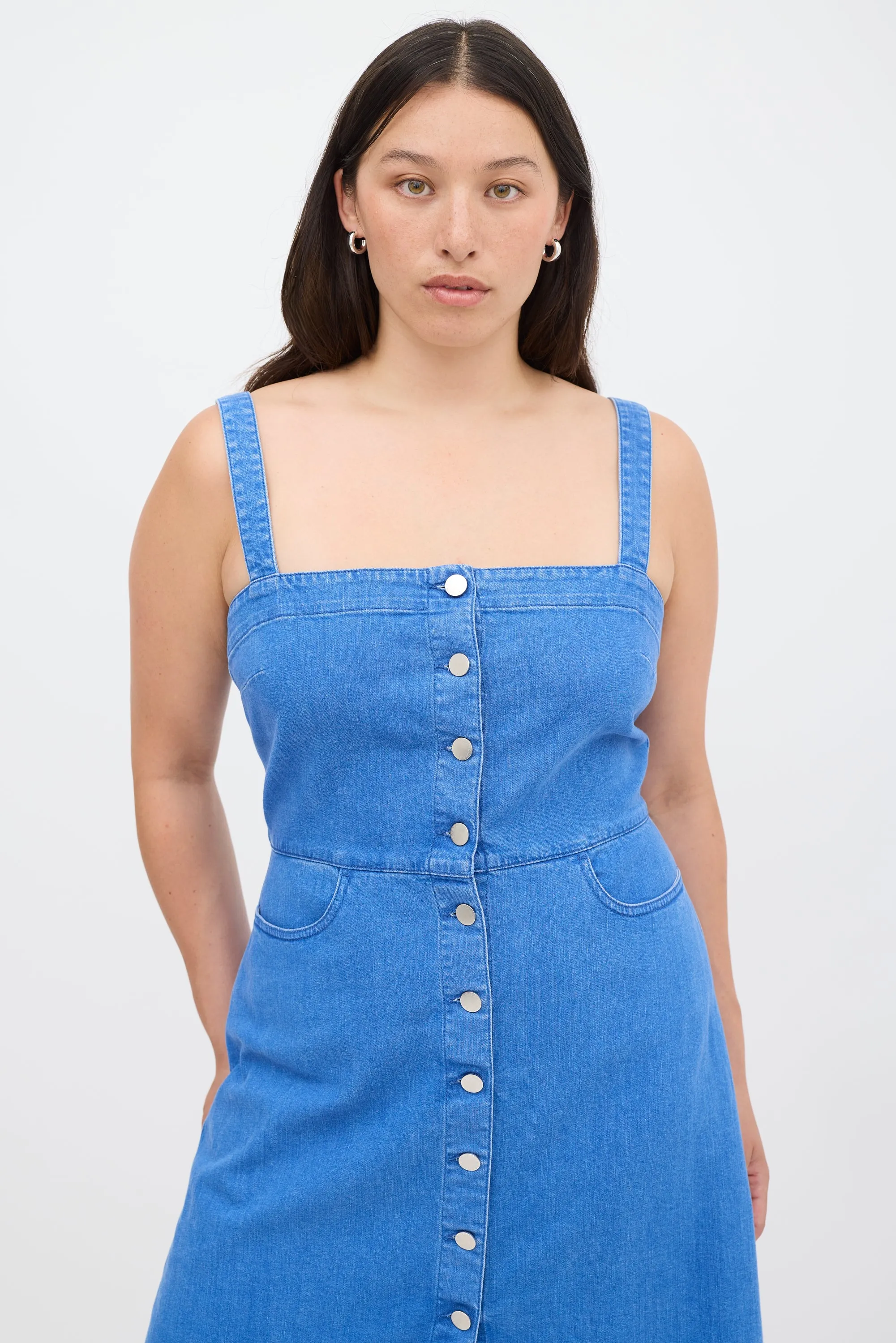 Blue Denim Button Up Midi Dress