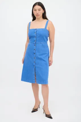 Blue Denim Button Up Midi Dress