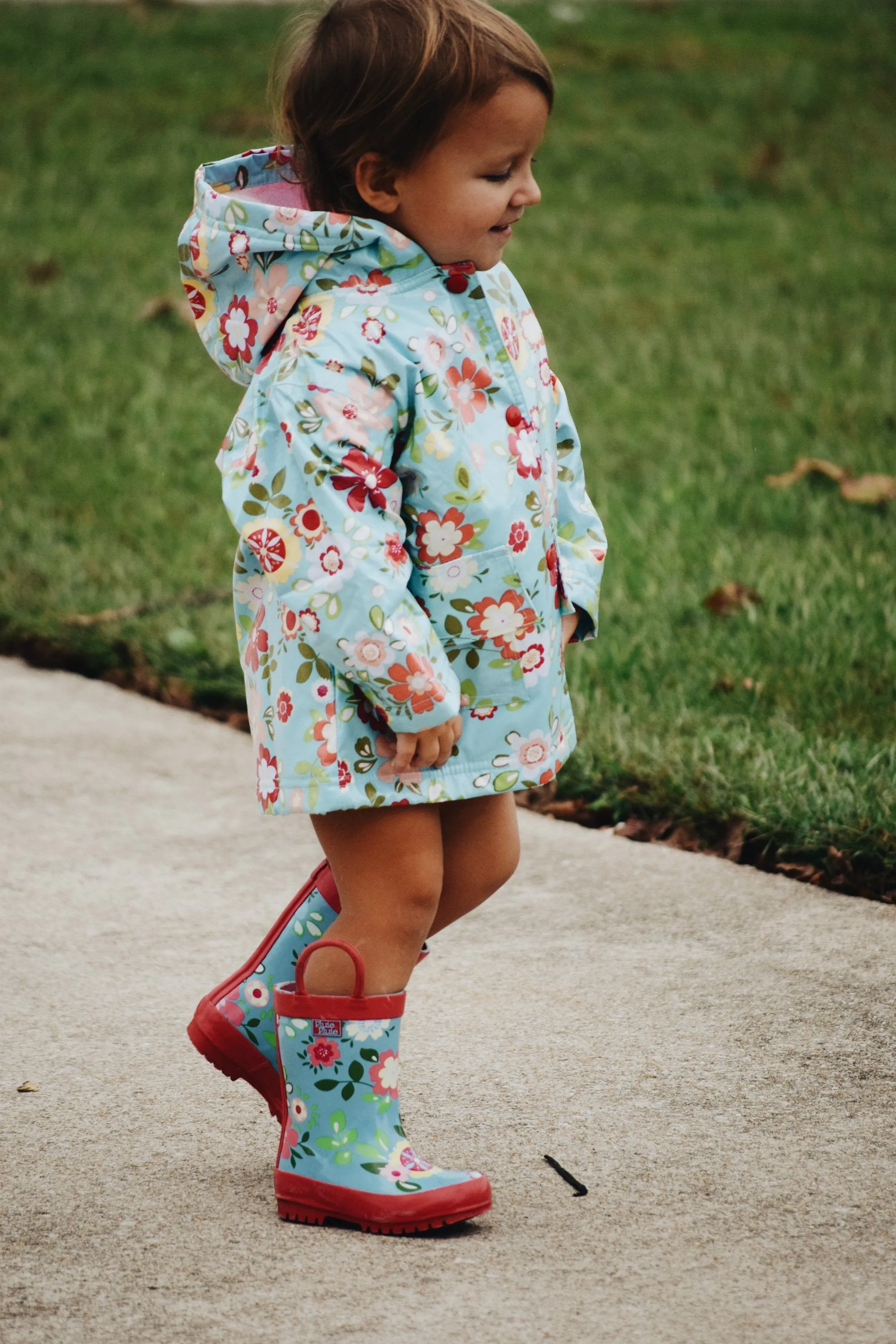 Blue Floral Raincoat