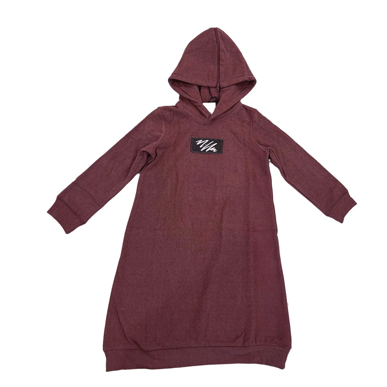 Bondoux Script Print Hooded Dress Burgundy