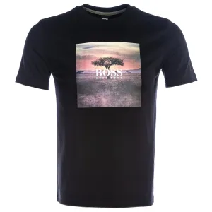 BOSS Troaar 5 T Shirt in Black Safari Sunset