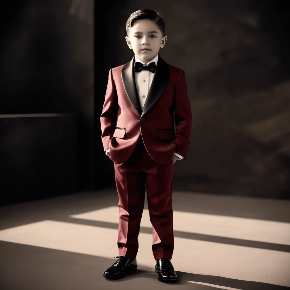 Boys Burgundy Tuxedo Suit