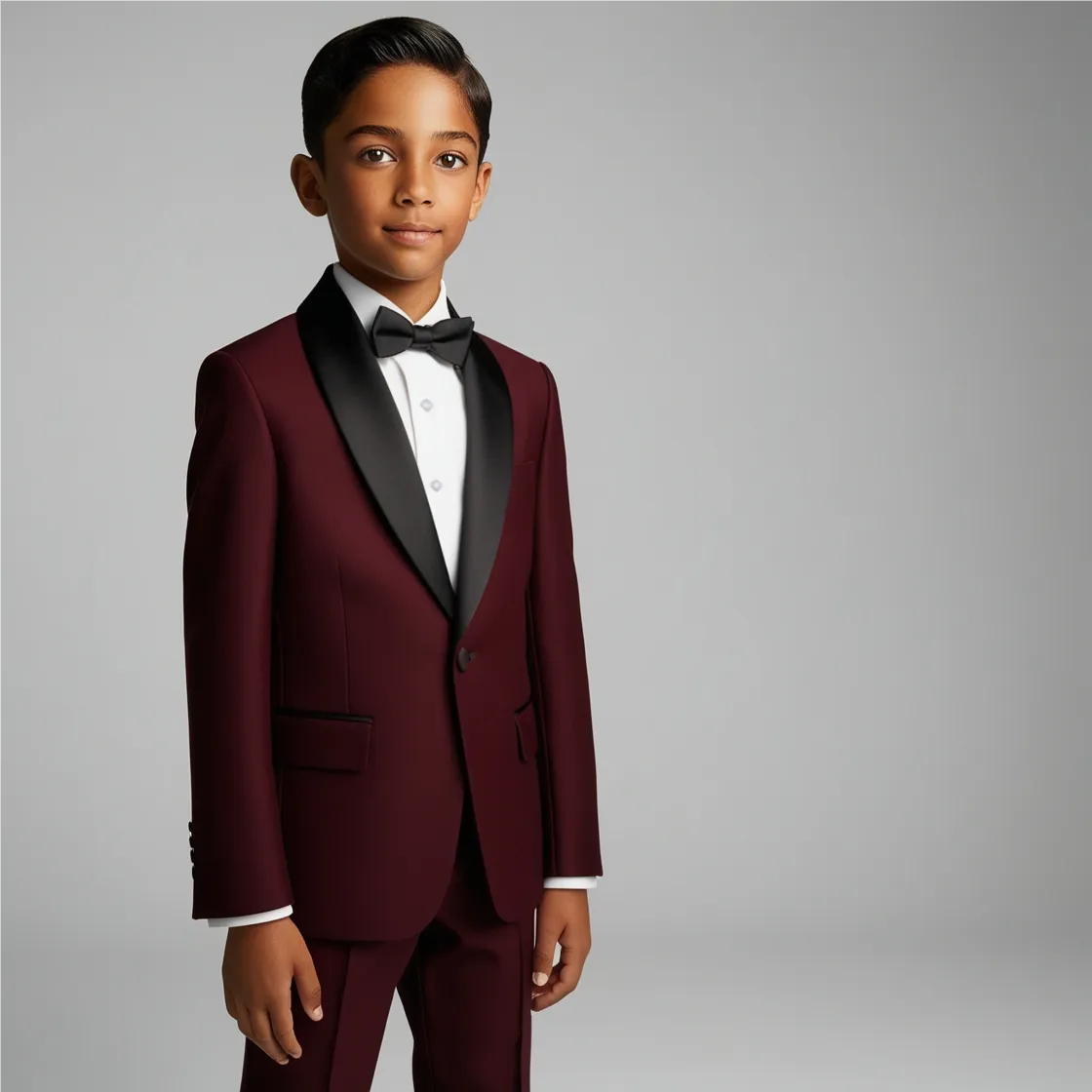 Boys Burgundy Tuxedo Suit