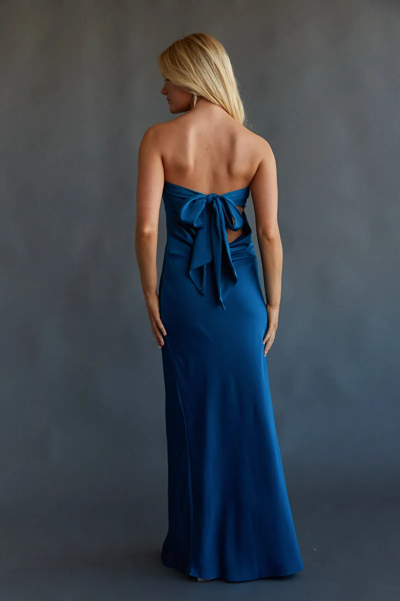 Britt Strapless Tie Back Maxi Dress