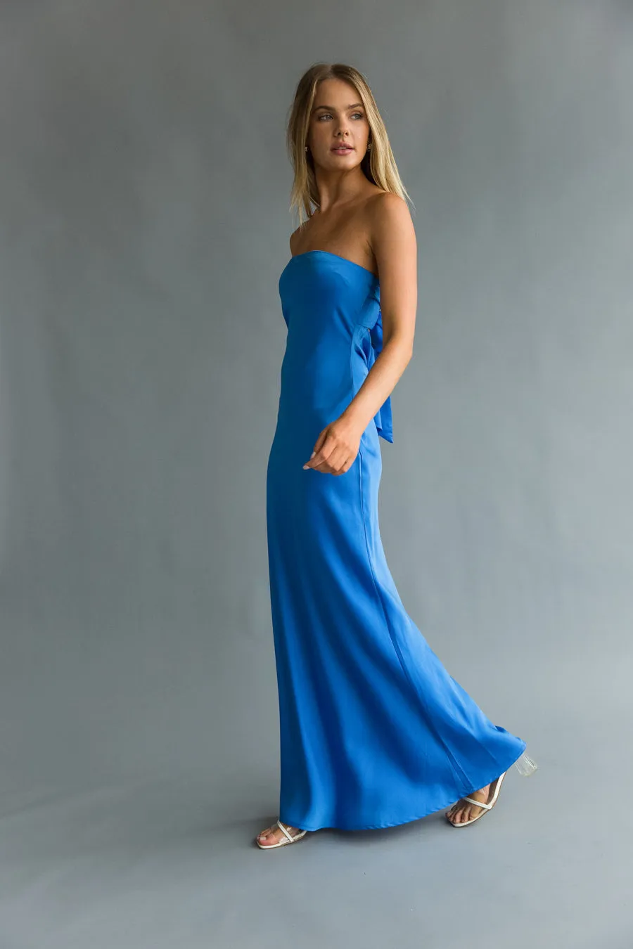 Britt Strapless Tie Back Maxi Dress