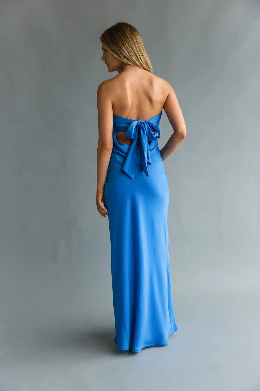 Britt Strapless Tie Back Maxi Dress