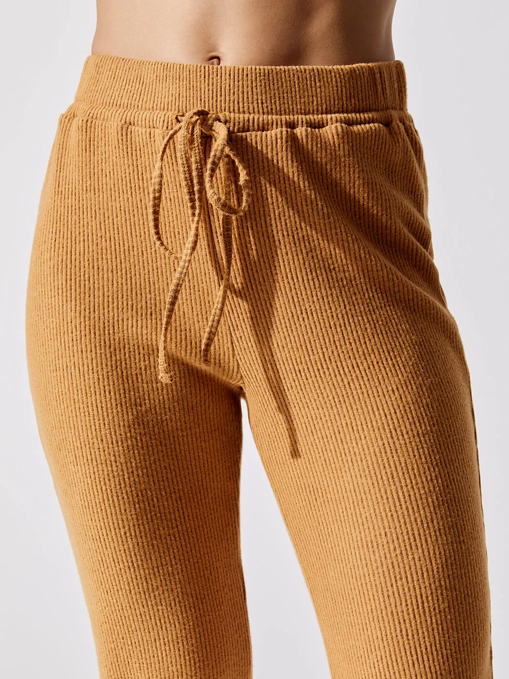 Brushed Ribbed Slim Jogger - Brown Sugar