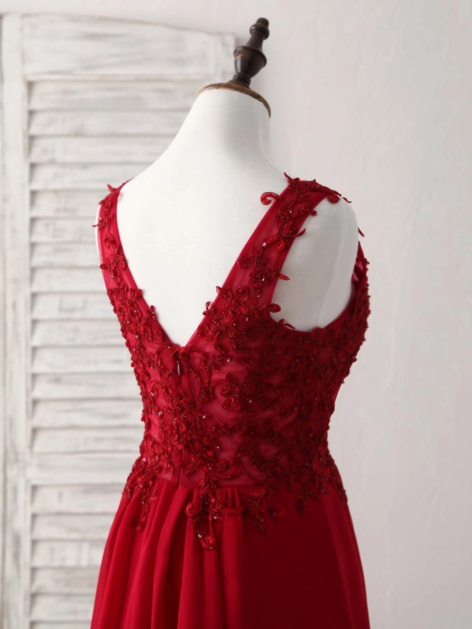 Burgundy Chiffon Lace Short Prom Dress Burgundy Homecoming Dress