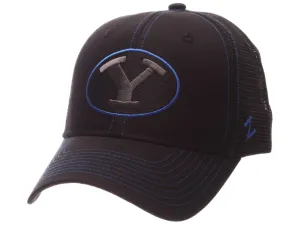 BYU Cougars Zephyr Black Mesh Blackout Trucker Adjustable Snapback Hat Cap