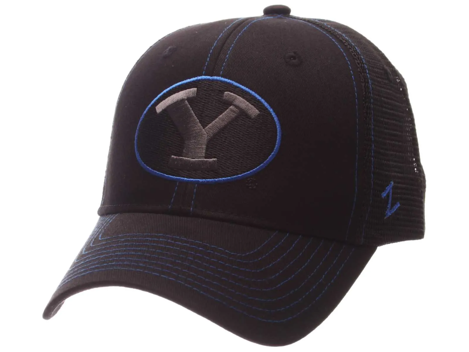 BYU Cougars Zephyr Black Mesh Blackout Trucker Adjustable Snapback Hat Cap