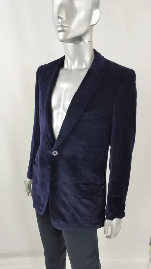 Caradonio of Rome Vintage Mens Deep Blue Velvet Blazer, 1970s