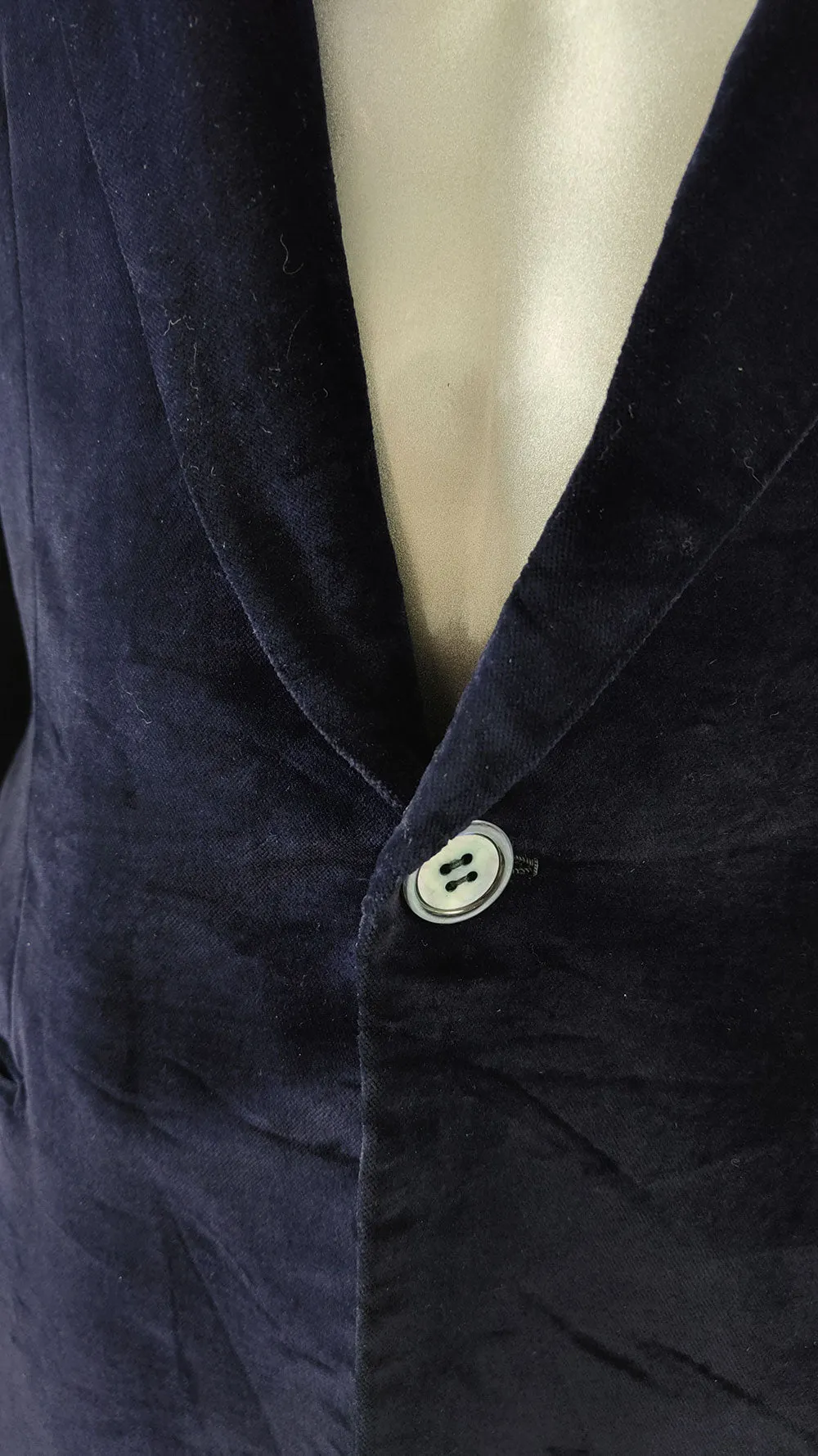 Caradonio of Rome Vintage Mens Deep Blue Velvet Blazer, 1970s