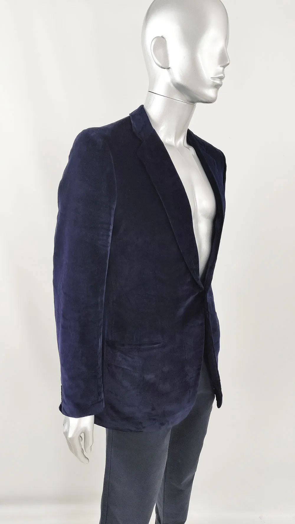 Caradonio of Rome Vintage Mens Deep Blue Velvet Blazer, 1970s