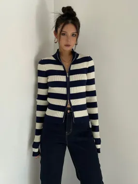 Casey Light Contrast Striped Knit Jacket