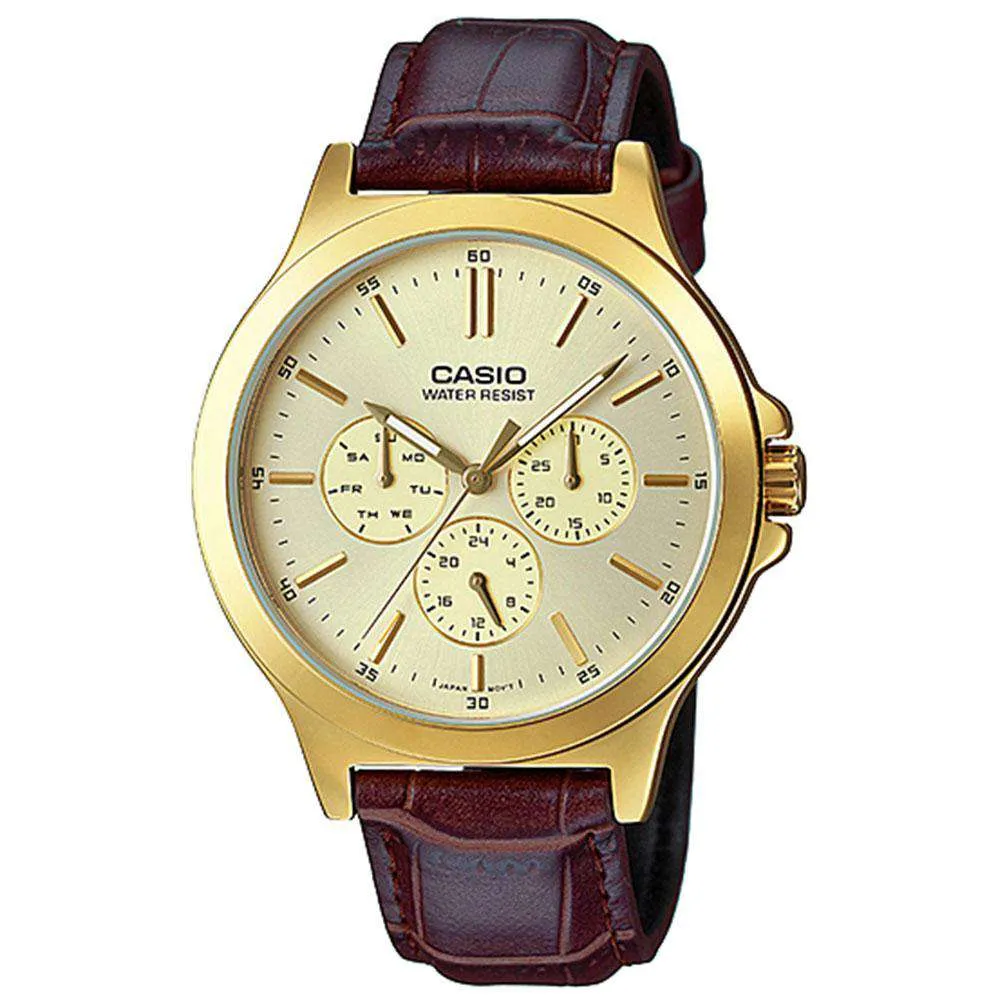 Casio Vintage MTP-V300GL-9A Brown Leather Watch for Men