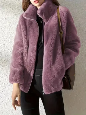 Casual Zip Up Long Sleeve Warm Coat