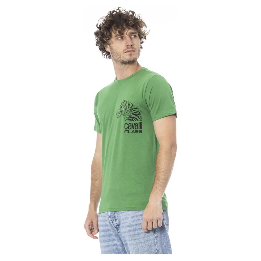 Cavalli Class Green Cotton Men T-Shirt