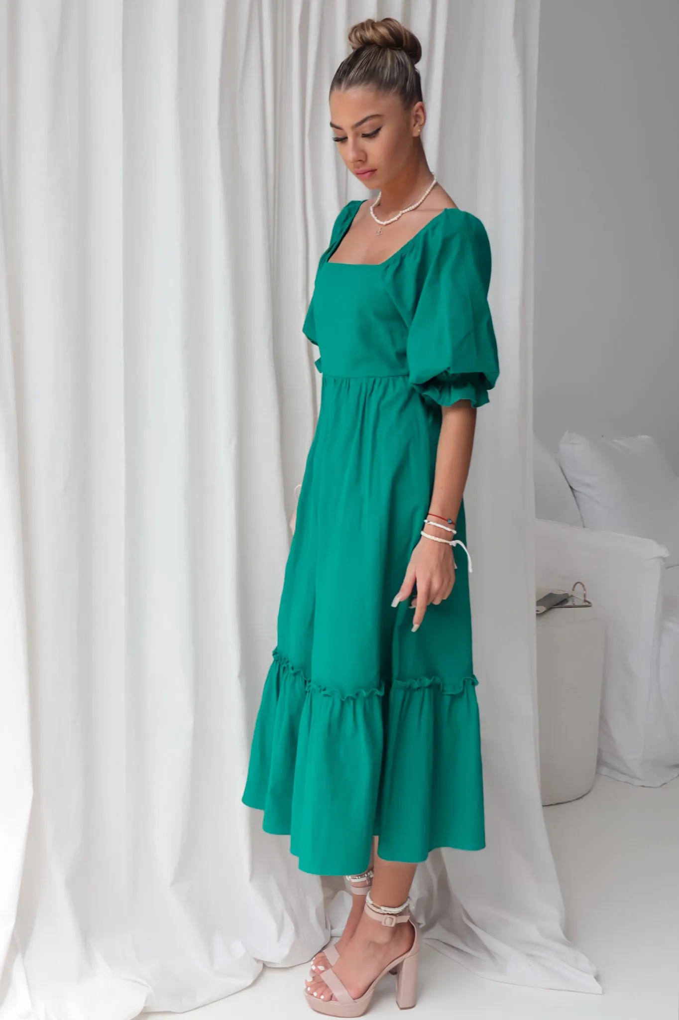 Cecilia Midi Dress - Emerald Green