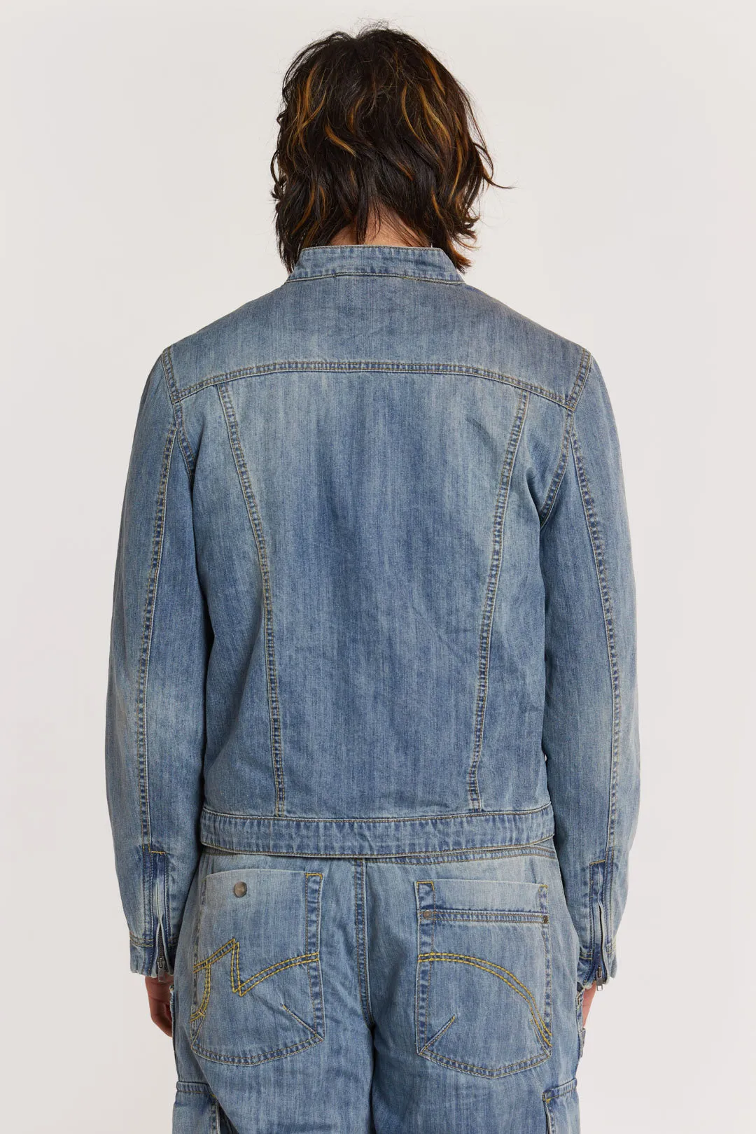 Chambray Denim Moto Jacket