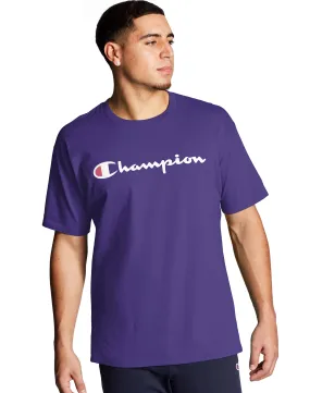 Champion Authentic Script Logo Print Jersey T-Shirt - Purple