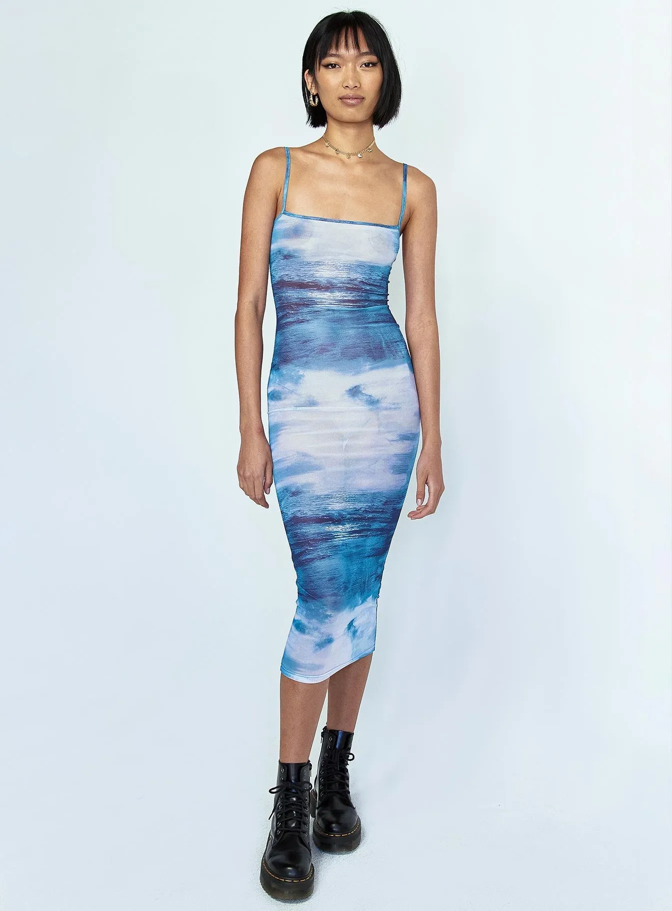 Charmed Midi Dress Blue Moonlight