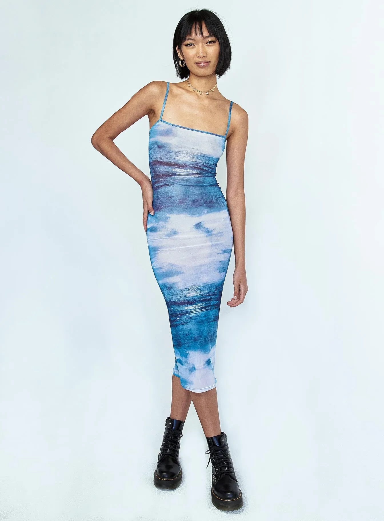 Charmed Midi Dress Blue Moonlight