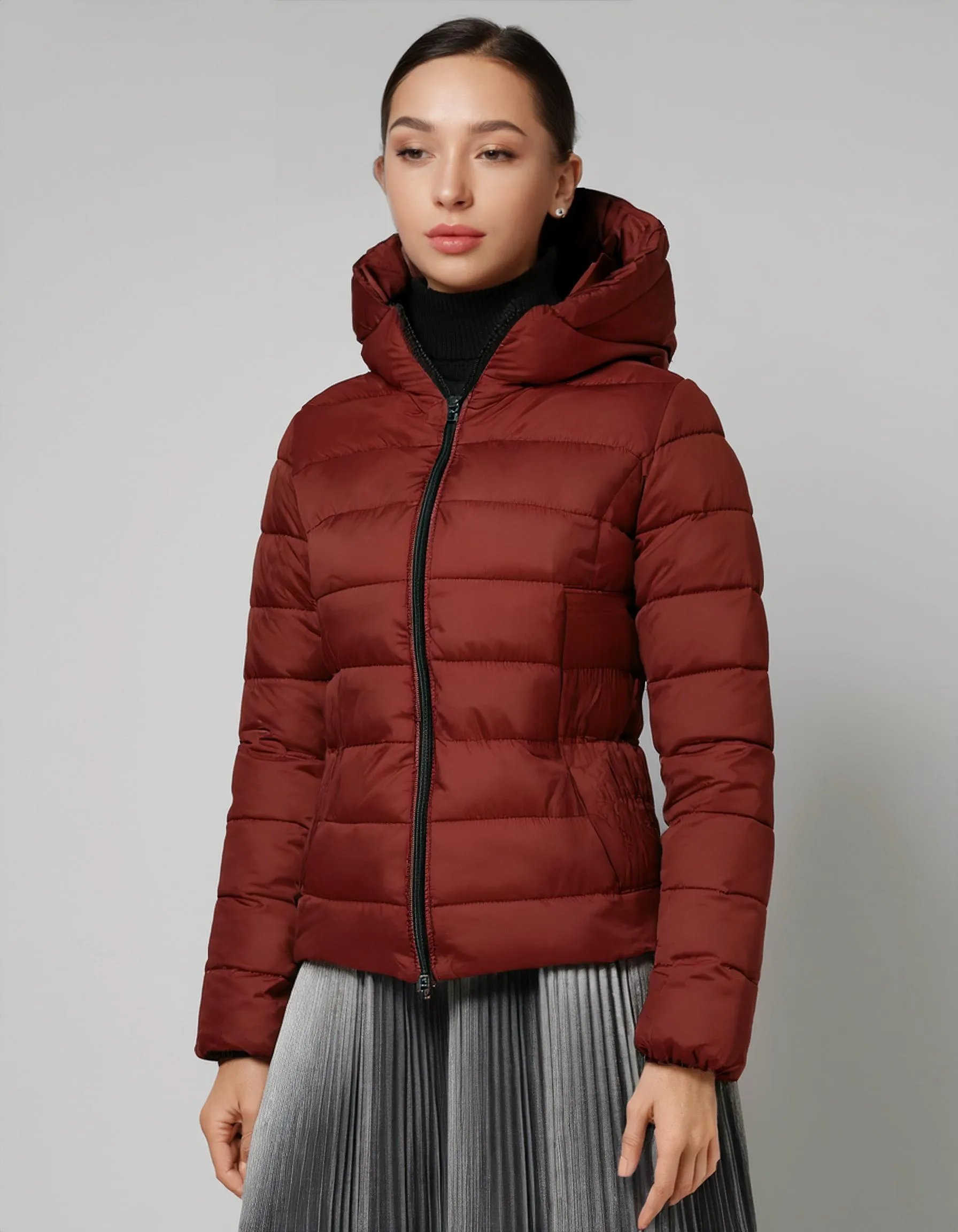 Cherry Red Cropped Puffer Jacket