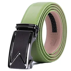 Classy Men Green Leather Dress Belt