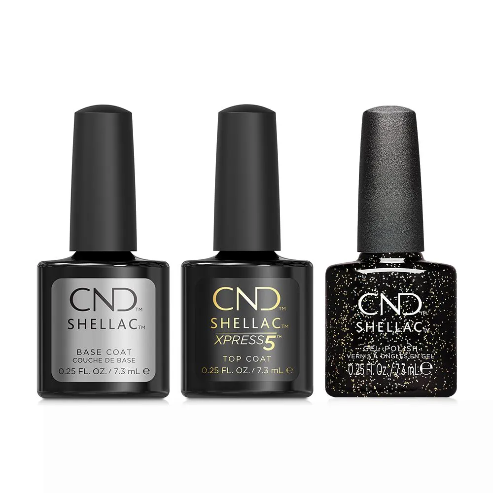 CND - Shellac Xpress5 Combo - Base, Top & Opulent Onyx (0.25 oz)