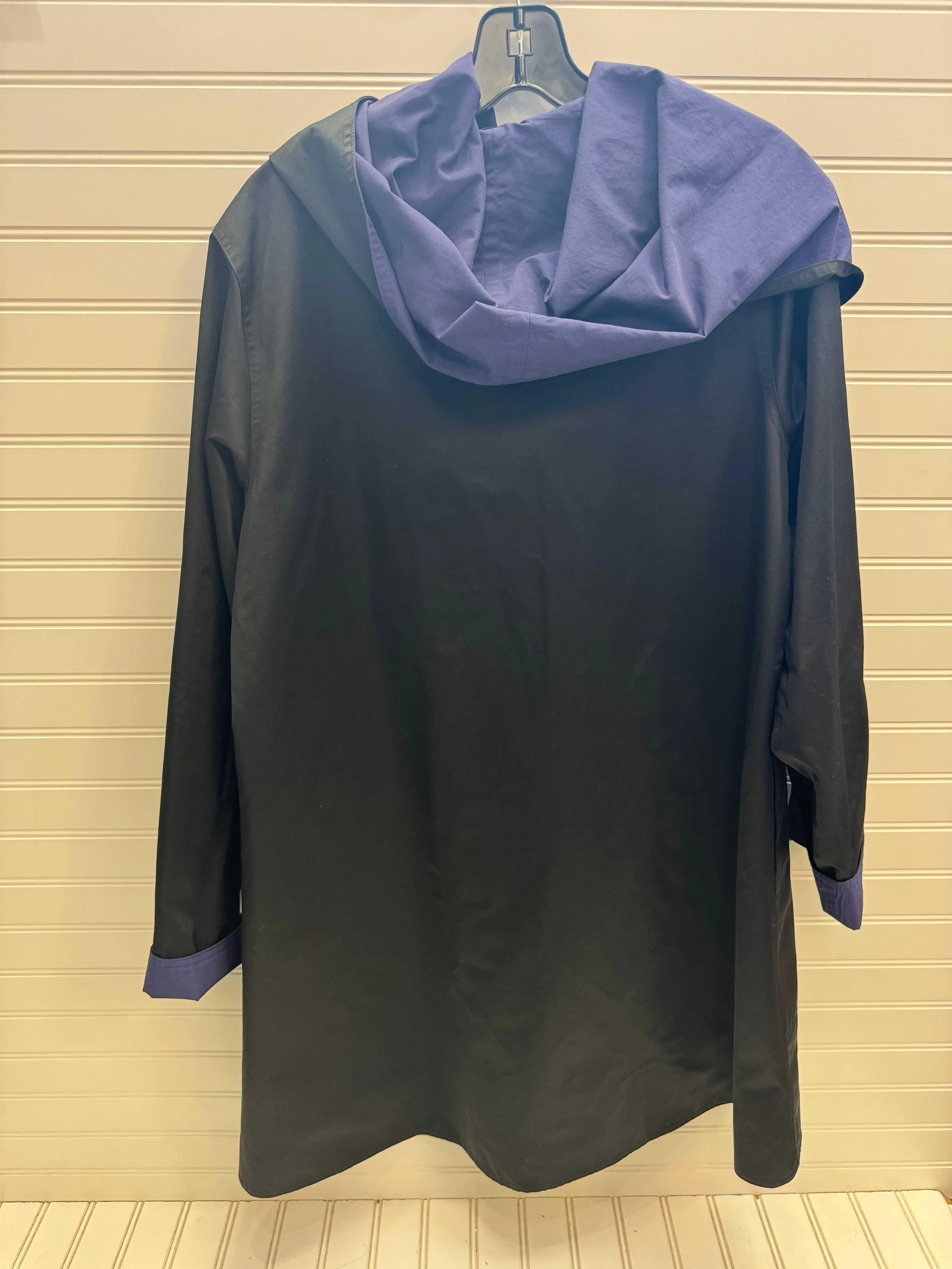 Coat Raincoat By Eileen Fisher In Black & Purple, Size: S