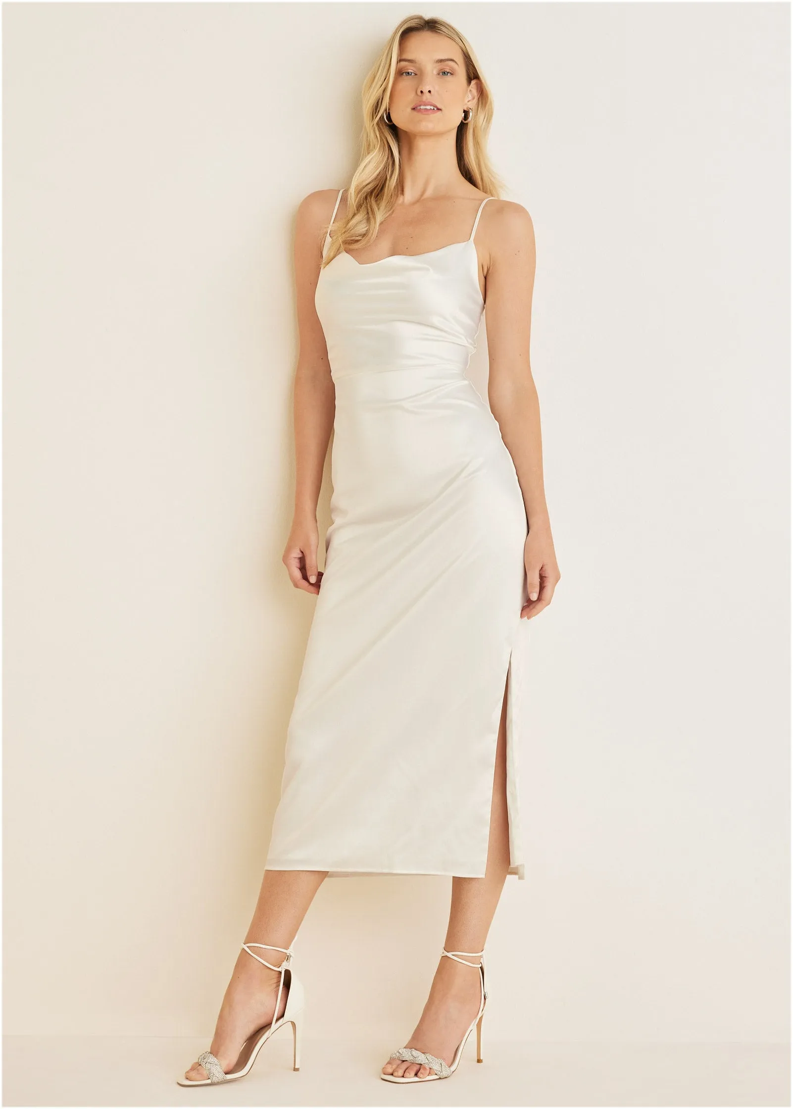 Cowl Neck Slip Dress - Off White