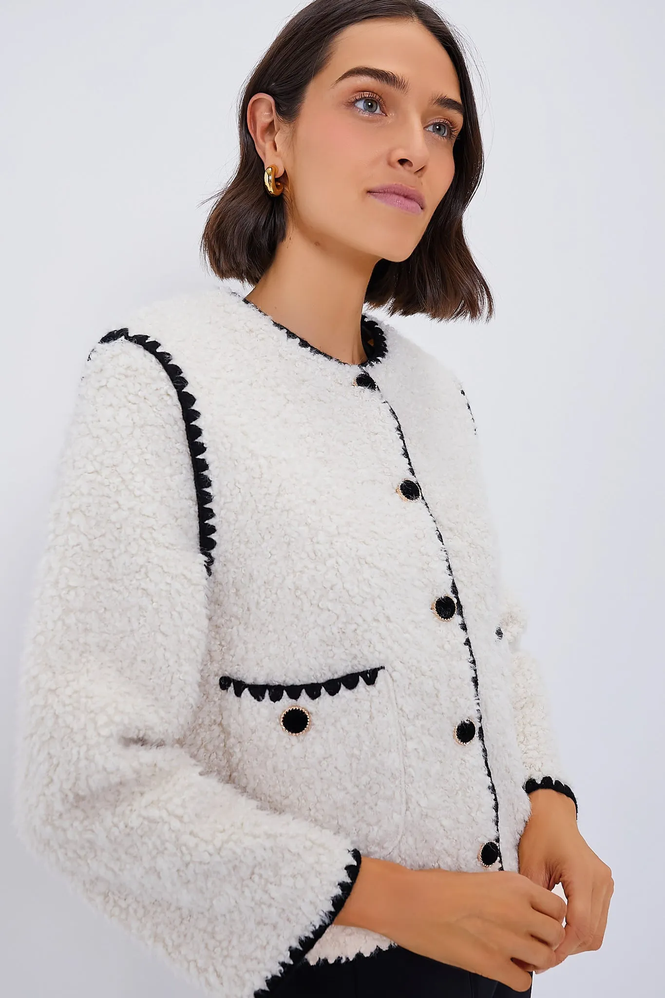 Cream & Black Trim Audrey Jacket