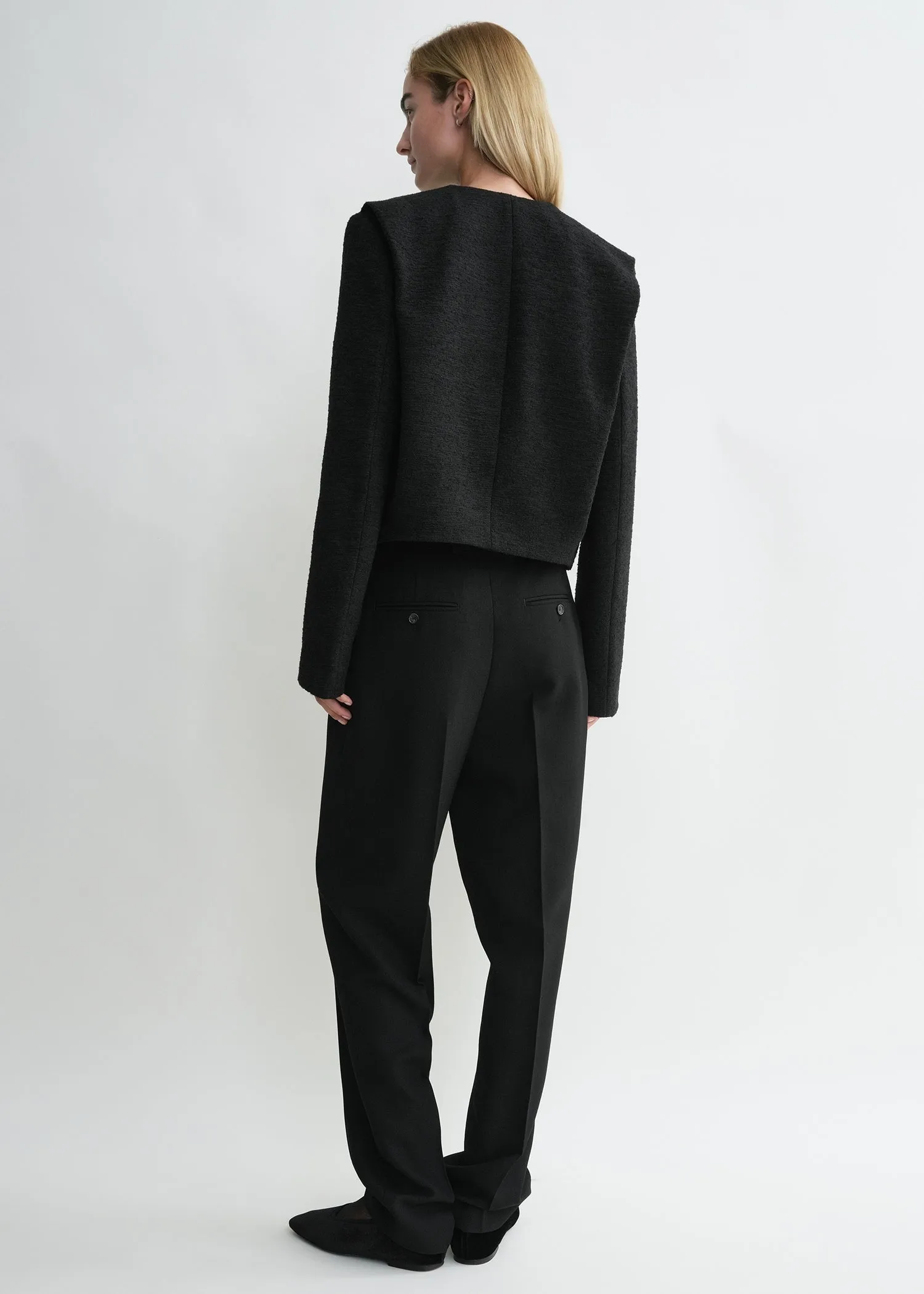 Cropped bouclé jacket black