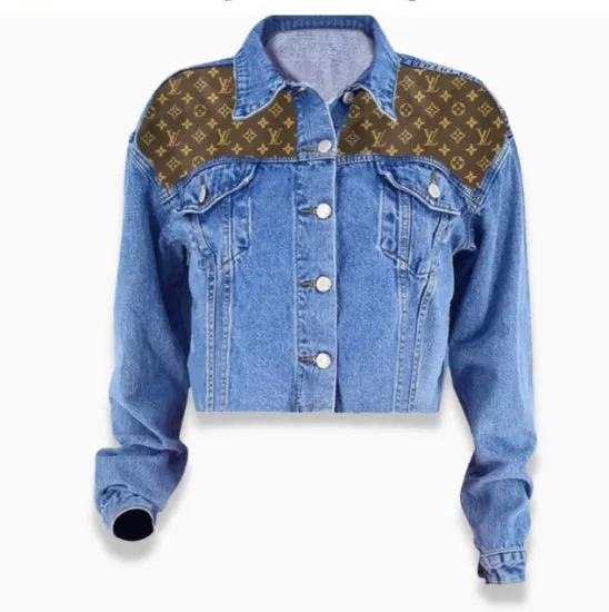 Cropped Denim Jean Jacket with Luxury on Front Yoke