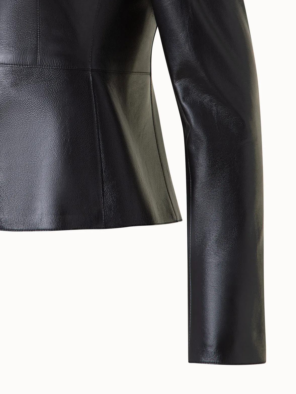 Cropped Jacket in Lacquered Leather