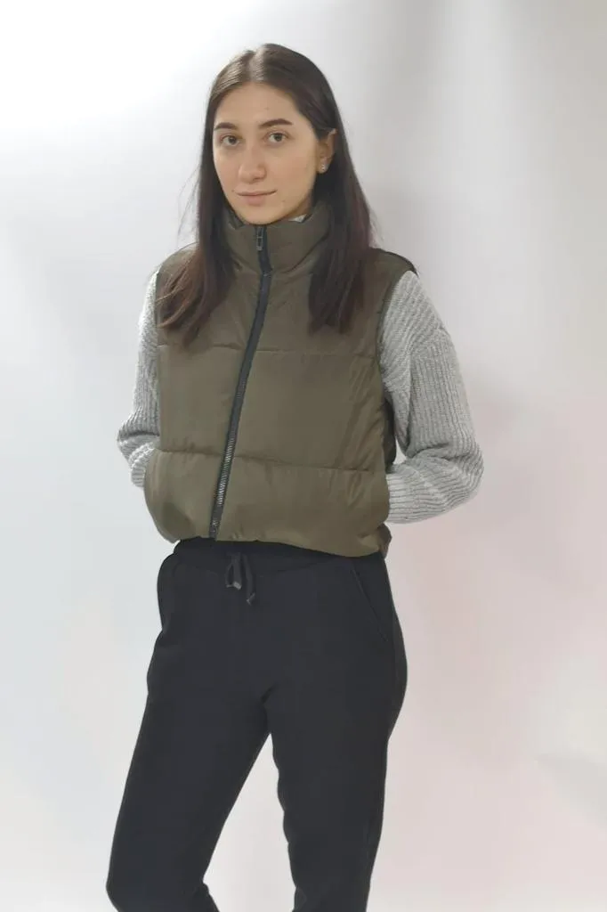 CROPPED PADDED GILET JACKET