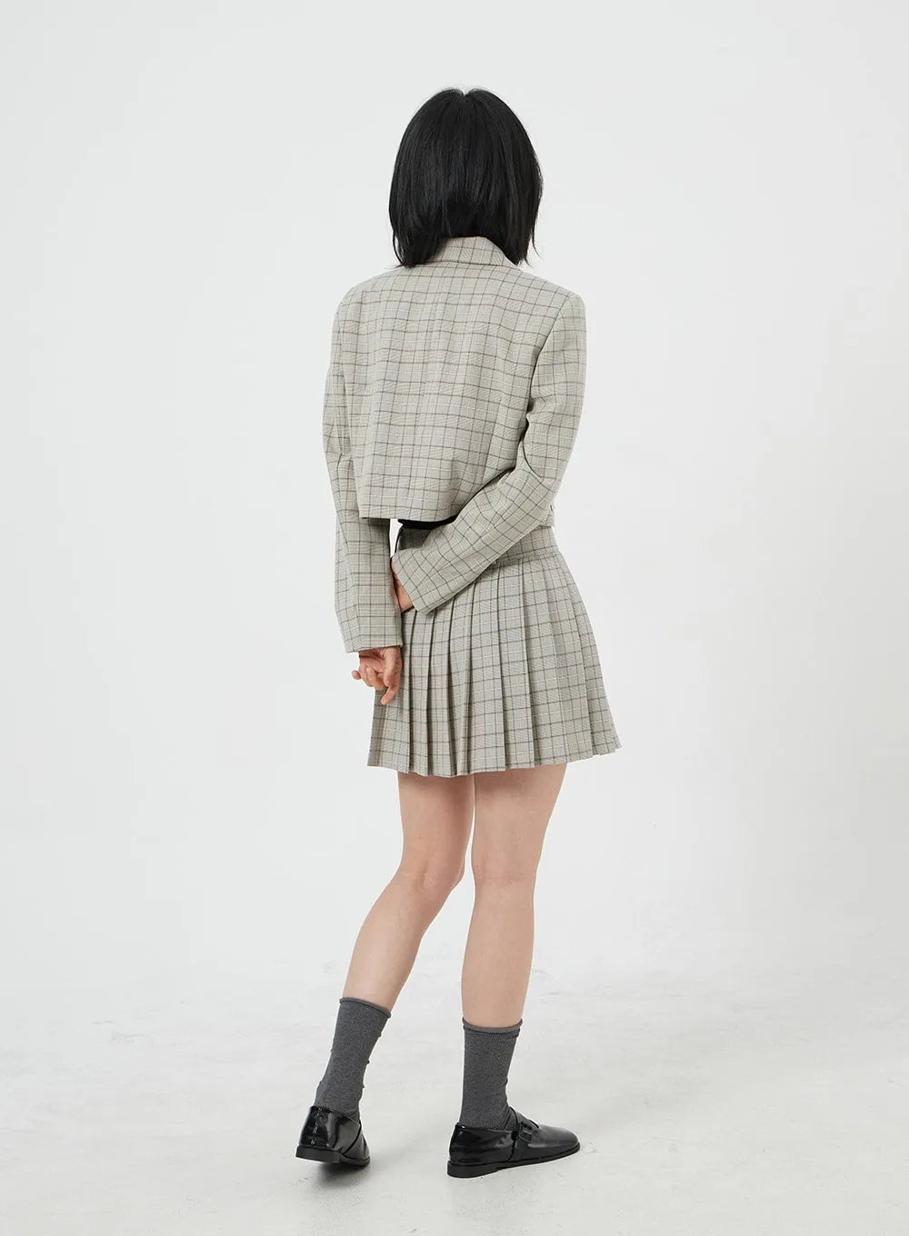 Cropped Plaid Jacket OM327