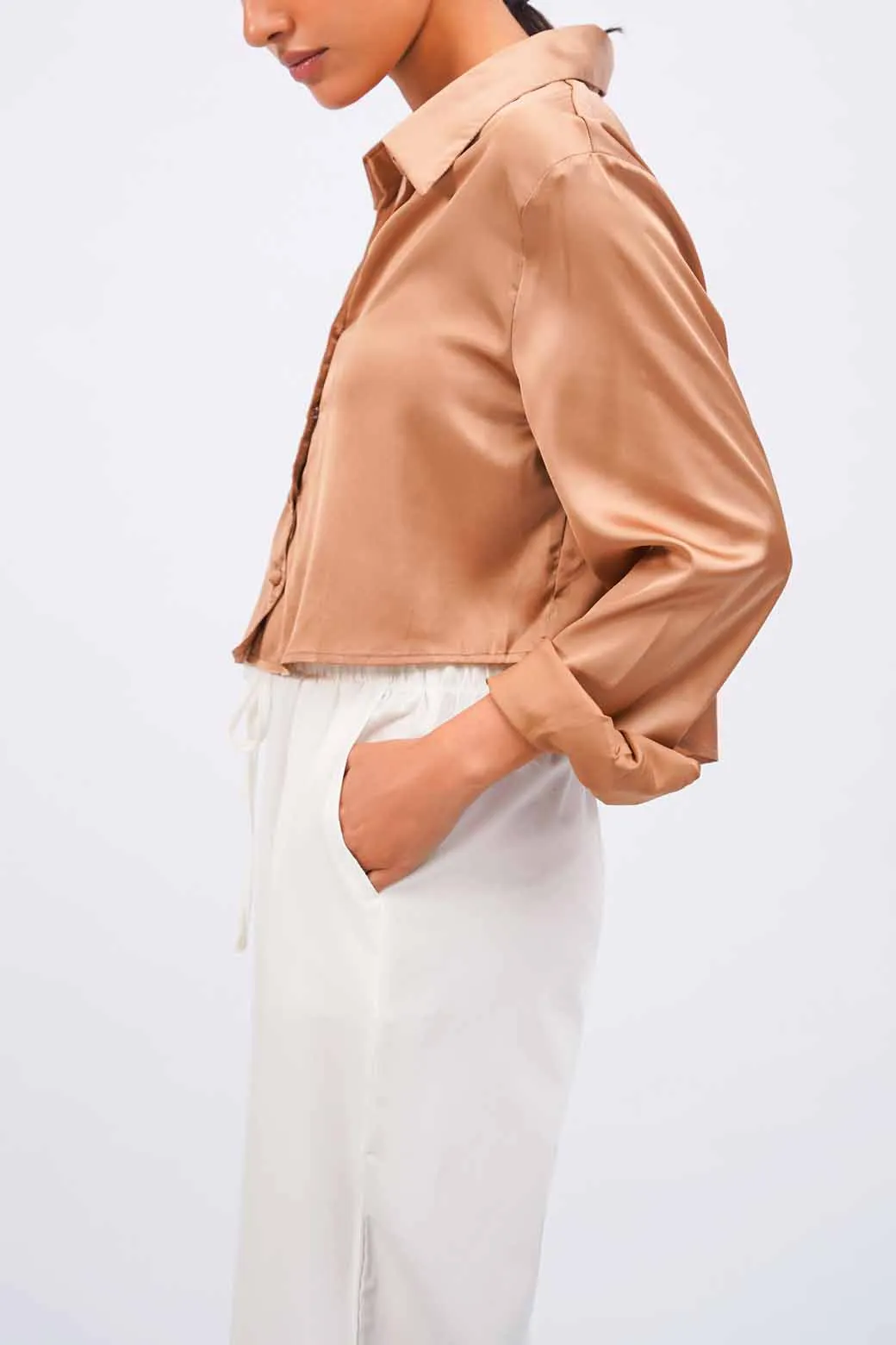 CROPPED SILK SHIRT