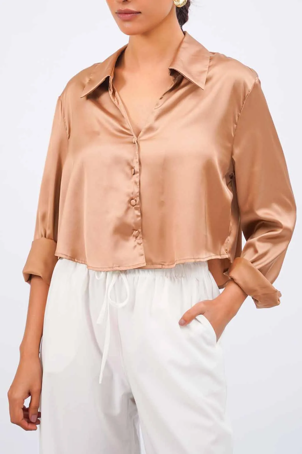 CROPPED SILK SHIRT