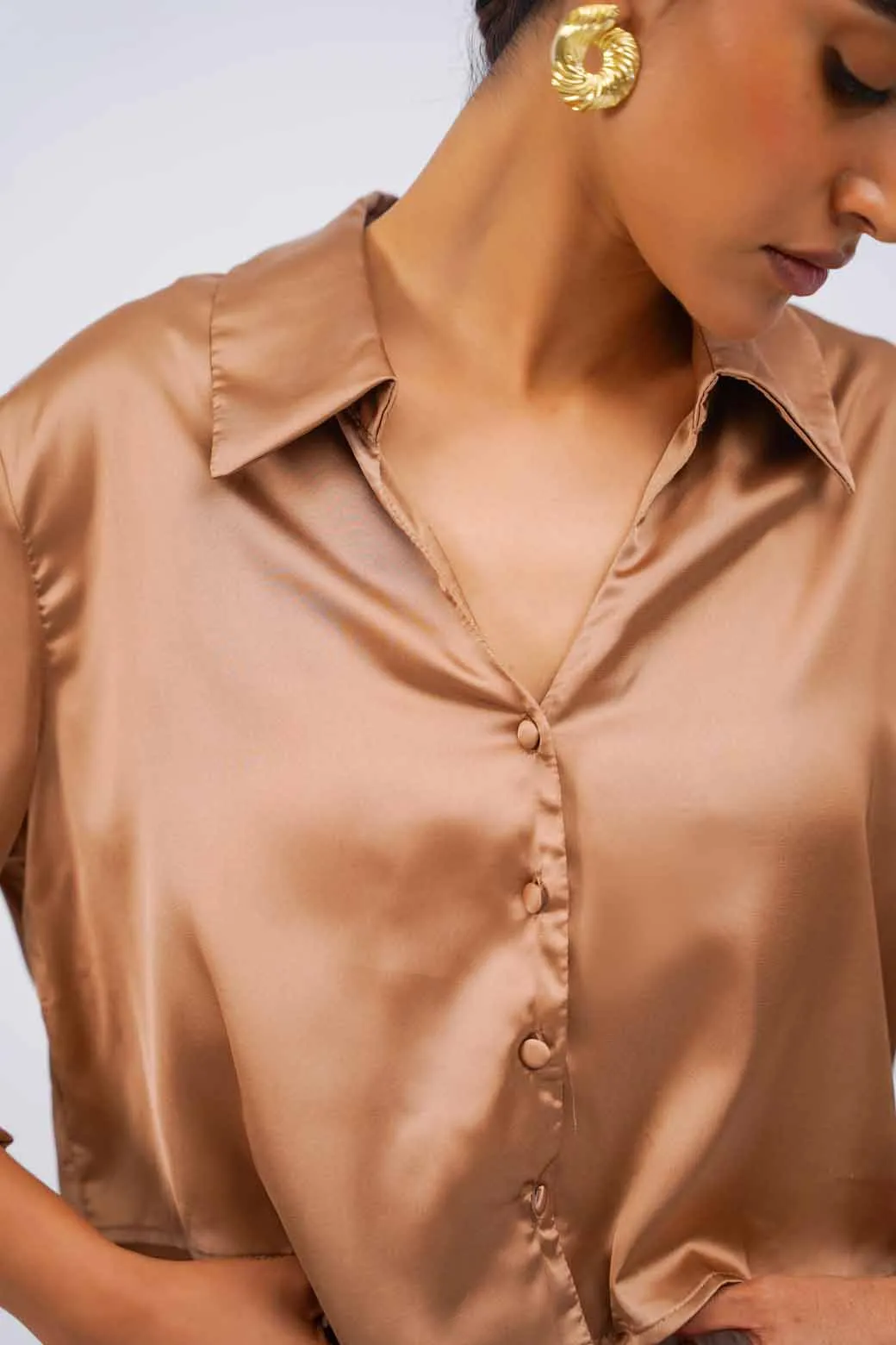 CROPPED SILK SHIRT