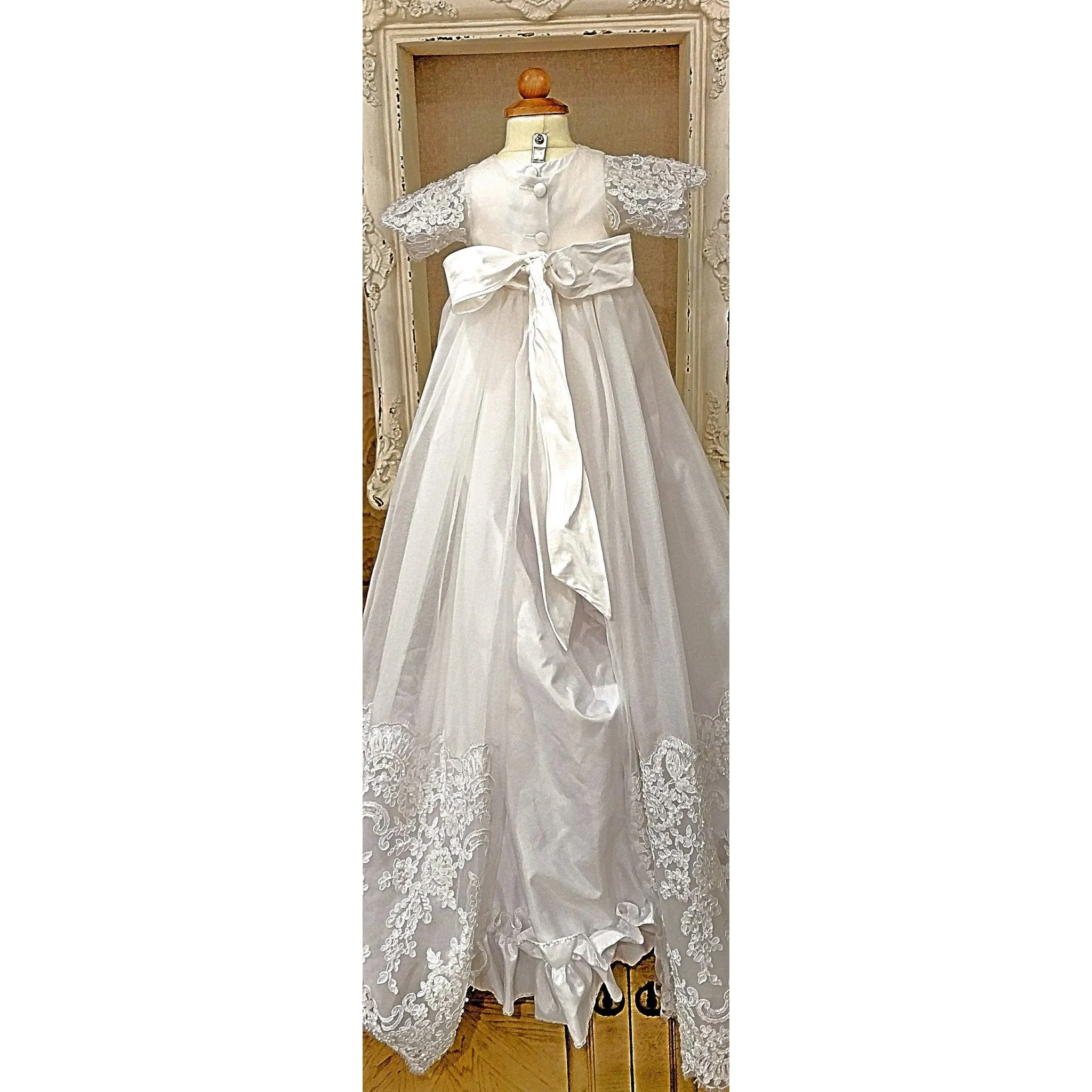 Custom Couture Silk Christening Gown