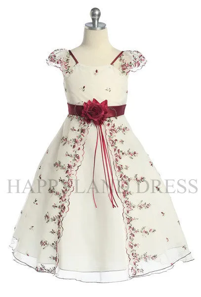 D2606 Embroidered Dress (White or Ivory)