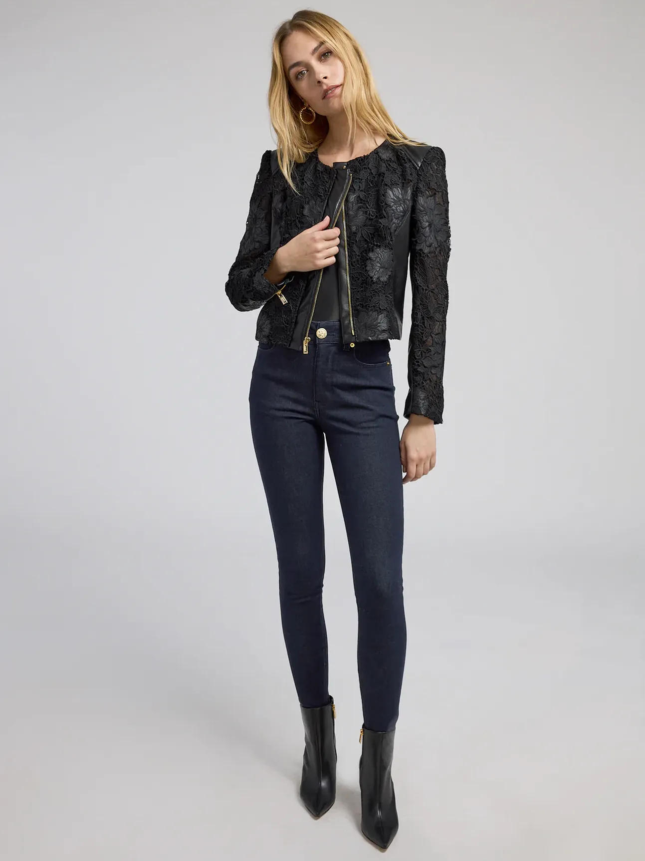 Dalma Vegan Leather Guipure Jacket