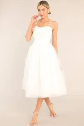 Dance On Air White Tulle Midi Dress