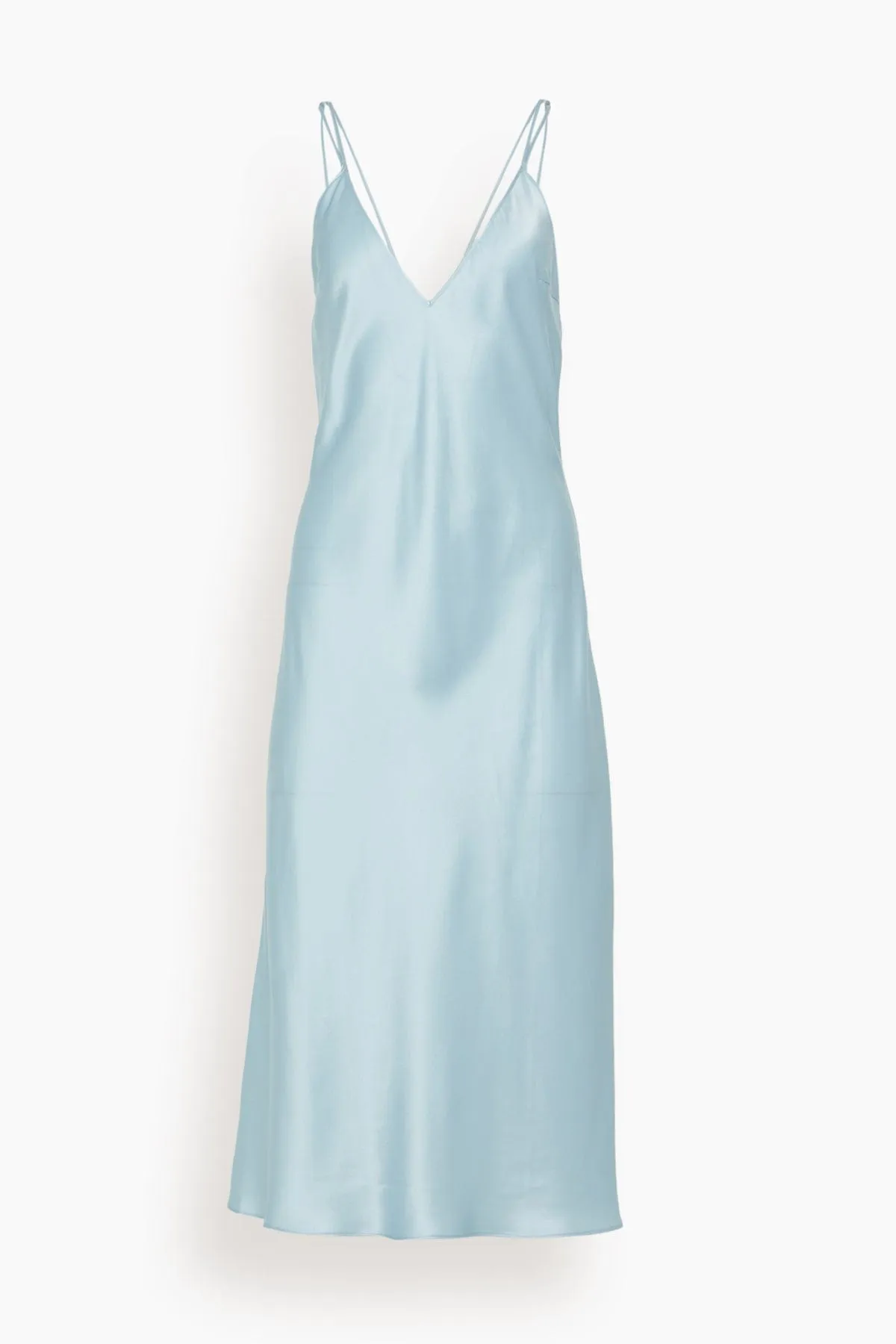 Deep V Multi Strap Midi Slip Dress in Blue Breeze