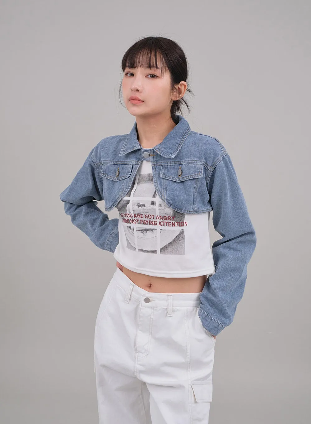 Denim Cropped Bolero Jacket C2701