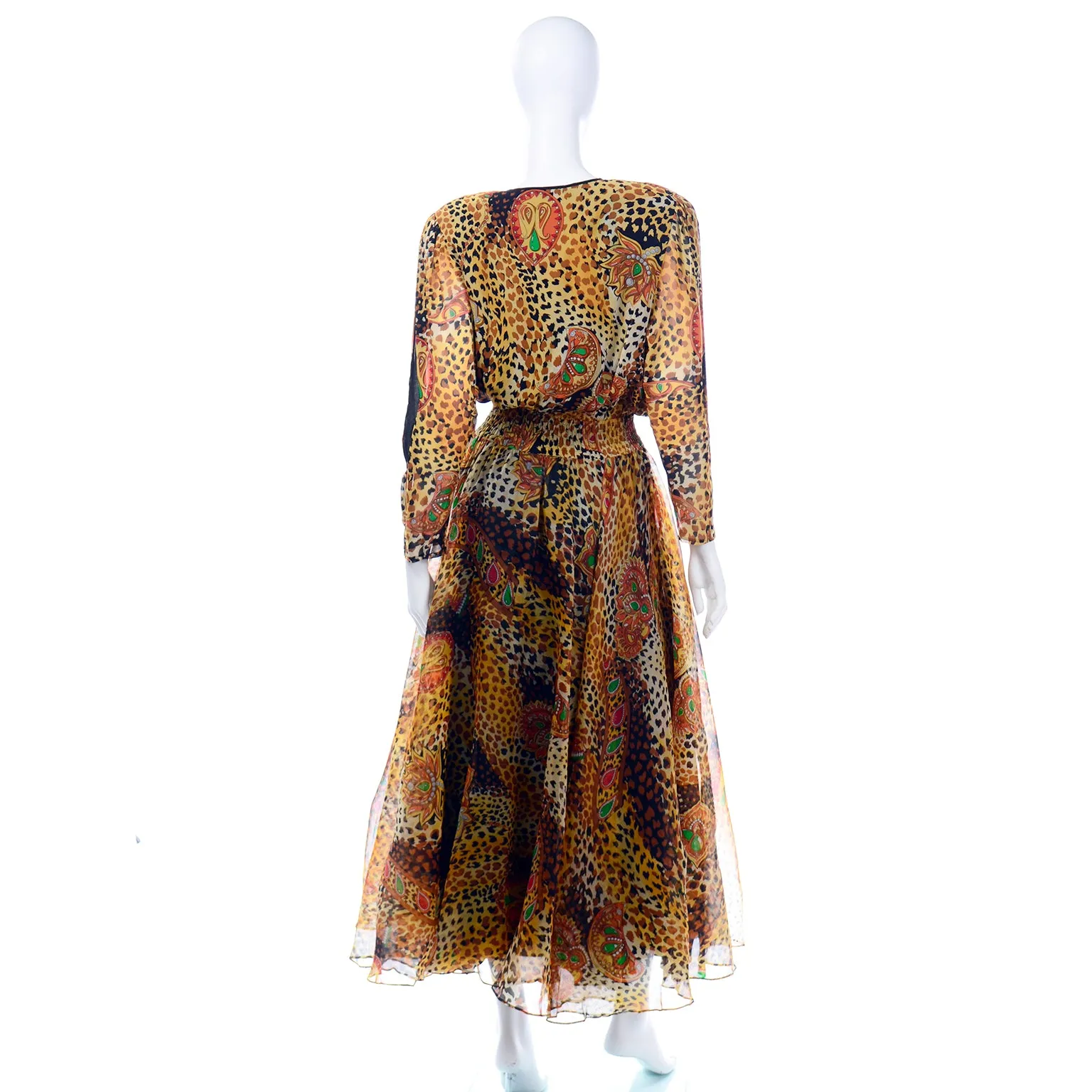 Diane Freis 1980s Vintage Deadstock Silk Animal Print Dress