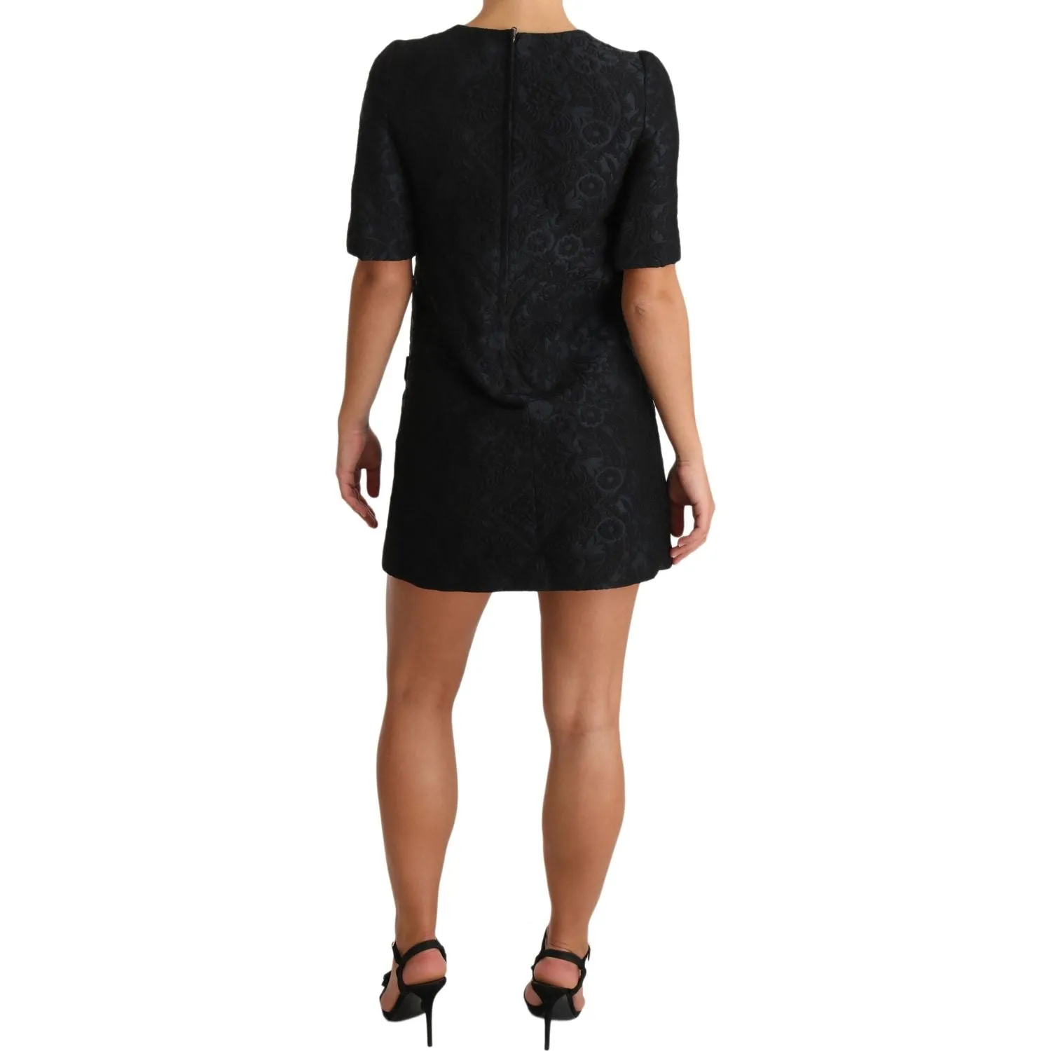 Dolce & Gabbana Elegant Black Button Embellished Mini Dress