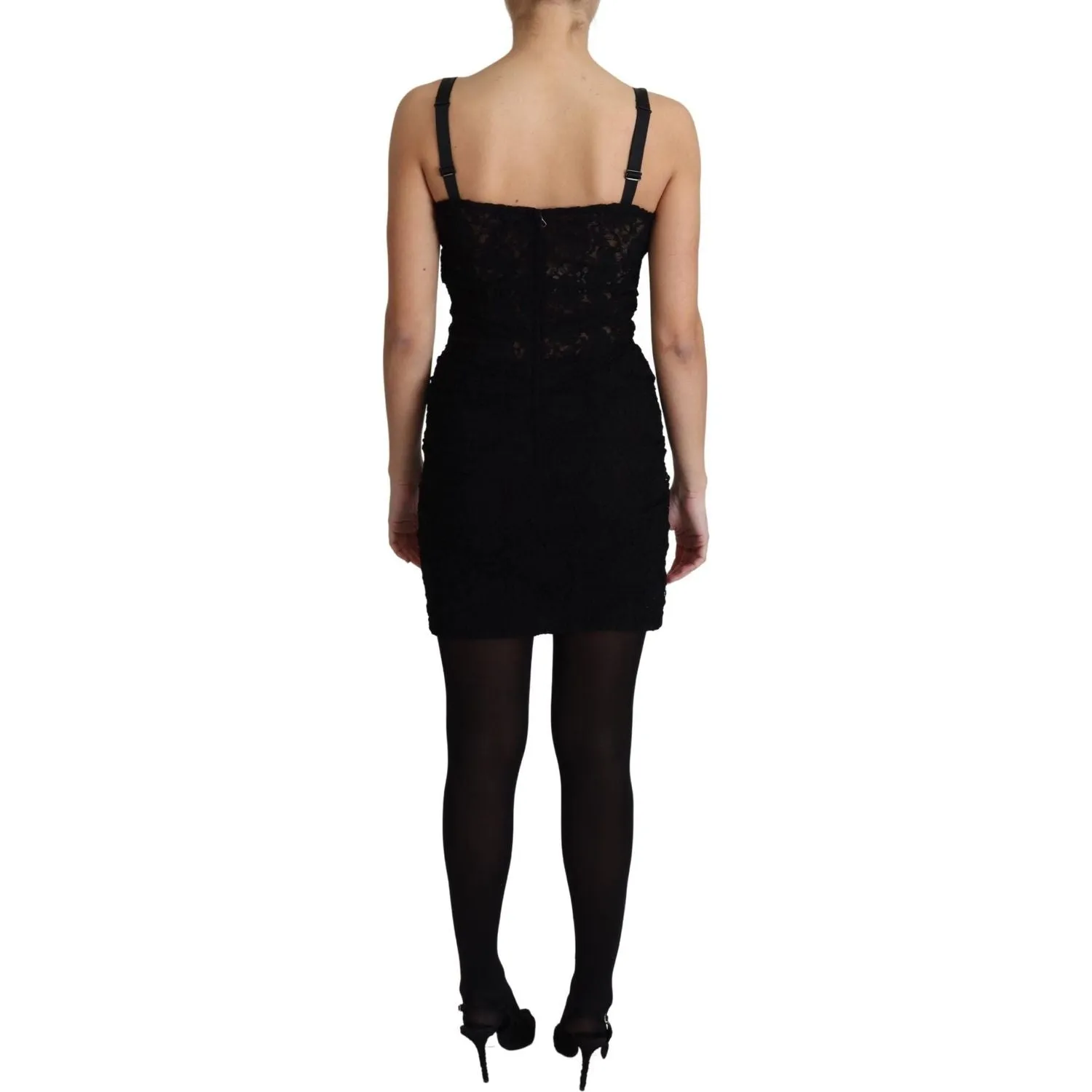 Dolce & Gabbana Elegant Black Lace Bustier Mini Dress