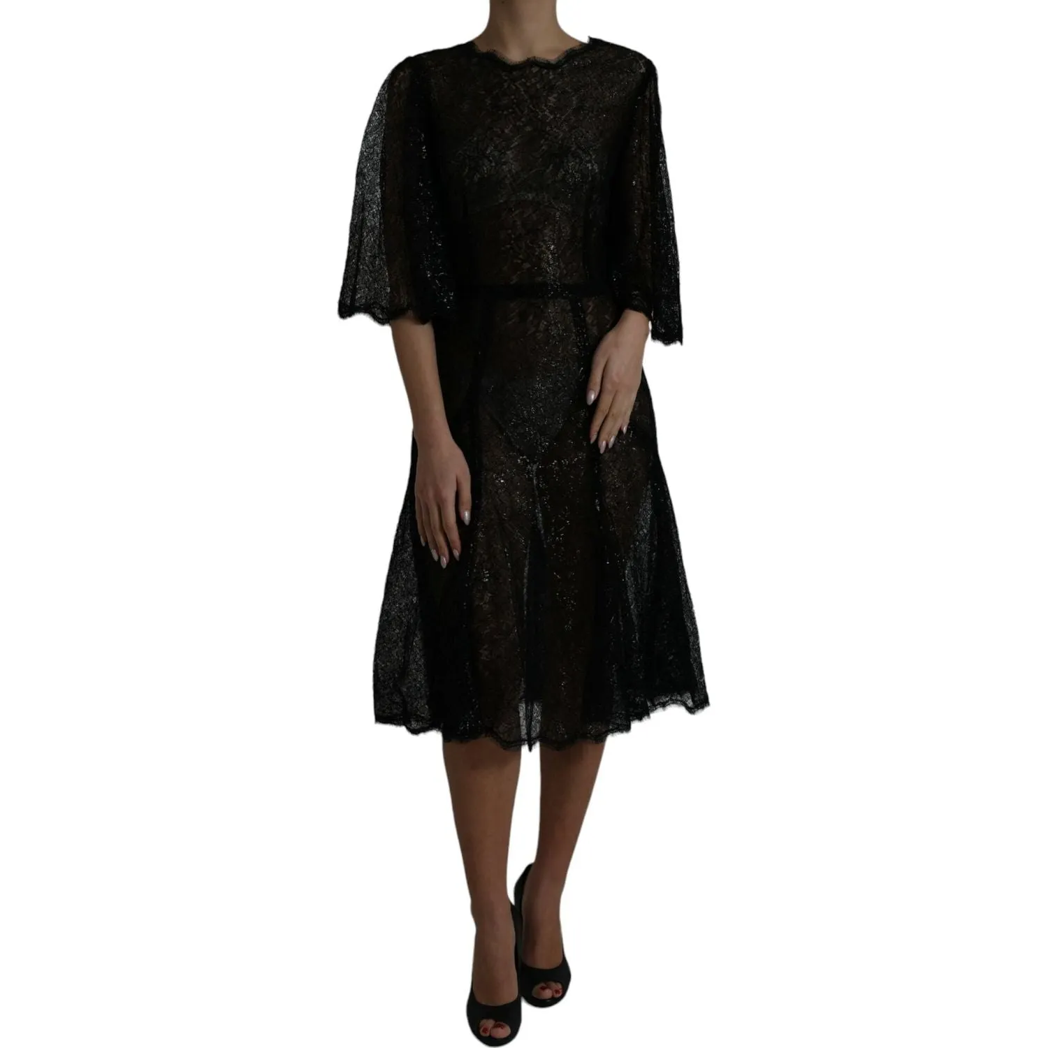 Dolce & Gabbana Elegant Floral Lace Midi Dress